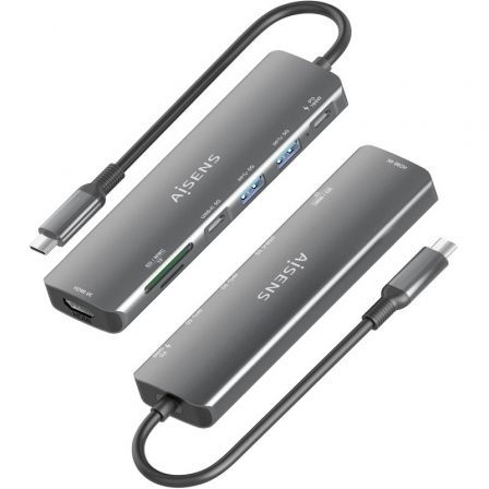Aisens USB-C Dock 7 en 1 ASUC-7P026-GR con HDMI 4K y PD 100W, Gris Aisens USB-C Dock 7 en 1 ASUC-7P026-GR con HDMI 4K y PD 100W, Gris